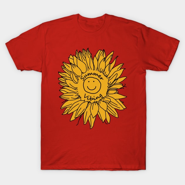 Yellow Summer Vibing Sunflower T-Shirt by ellenhenryart